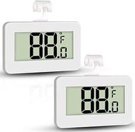 Mini Refrigerator Fridge Thermometer, 2 Pack Digital Freezer Thermometer Waterproof Room Thermometer with Hook, Large LCD Display