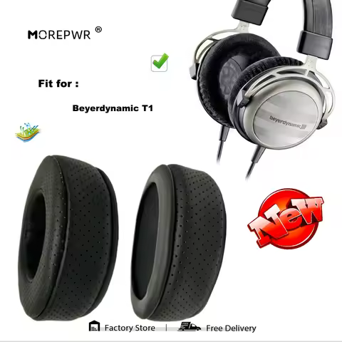 Morepwr New Upgrade Replacement Ear Pads for Beyerdynamic T1 Headset Parts Leather Cushion Velvet Ea