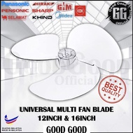 GIM/Panasonic/Pensonic/KDK/Midea/SHARP/KHIND/HIRAKI/SELAMAT UNIVERSAL MULTI 3Blade Fan Blade Daun KipasBilah 风扇叶 12”/16”