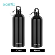 ecentio Botol Minum 1000ml aluminium Sports Water Bottle Bpa Free Tumbler Botol Minum Olahraga Hitam