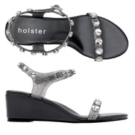 Holster Halo Wedge Clear Graphite Glitter HST466CGG รองเท้าแตะส้นสูง