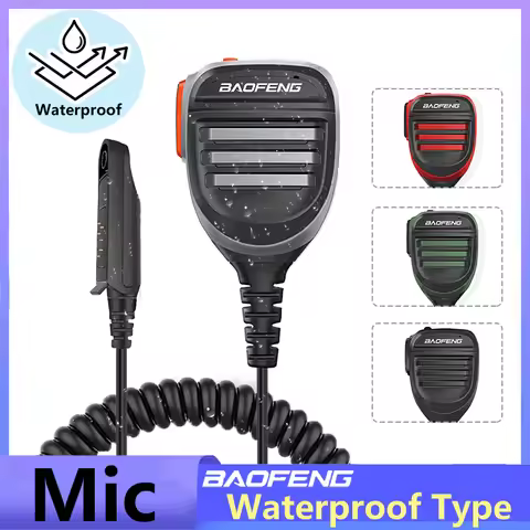 Baofeng Microphone UV68 Pro Max V2 Walkie Talkie Waterproof PTT Speaker Mic for UV9R Pro UV S22 Pro 