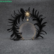 NEXUSNOVA Feather Glory Crown Headband, Dress Up Props Double Layer Virgin Mary Queen Tiara, Hair De