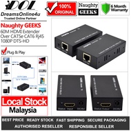 Naughty GEEKS RL-HTR60 Plug & Play Smart EDID 60M HDMI Extender Over CAT5e CAT6 Ethernet RJ45 LAN Ca