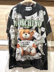 🔥二手🔥 Moschino Couture 寬版 黑 美金鈔票熊 T恤