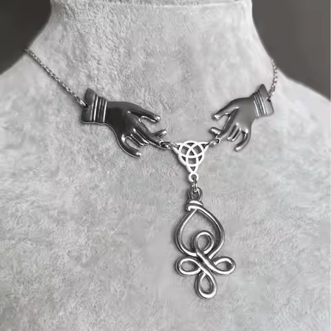 Holy Hand Celtic knot necklace, vintage jewelry, Victoria, mystery, pagan, Goddess, witchcraft acces