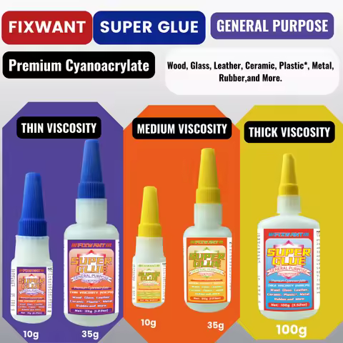 FIXWANT Thin Medium Thick Liquid Super Glue General Purpose Premium Cayanocarylate Adhesive for PVC 