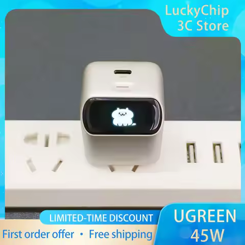 2026 UGREEN 45W GaN Charger Smart TFT Display 45‑Degree Angled Screen PD3.0 PPS Foldable Plug for IP