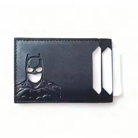 Personalized Leather ID Card Holder Superhero Mask Design Perfect Gift Travel Wallet ID Cover Trendy