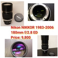 Nikon NIKKOR 1983-2006 180mm f/2.8 ED