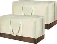 Outdoor Cushion Storage Bags, 60L x 20W x 28H inches, 420D Waterproof, Set of 2, Beige