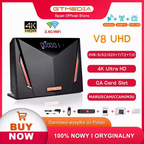 GTMEDIA V8 UHD MARS/ECAM/CCAM/M3U TV Box With Smart Card Reader 4K UHD,DVB-S2X/T2/C Satellite Receiv