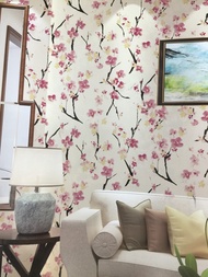 Wallpaper Dinding Motif Bunga Sakura Lukisan 3D