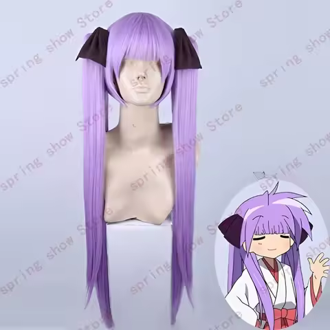 Lucky Star Hiiragi Kagami Cosplay Costume Hair Light Purple Long Styled Halloween Party Wig