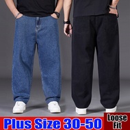 【Saiz Besar 30-50】Seluar Jeans Lelaki Saiz Besar Seluar Longgar Jumbo Panjang Plus Size Men's Loose 