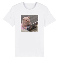 Funny Chubby Pig Meme T-Shirt Working From Home Studying Piglet Top 6F7d