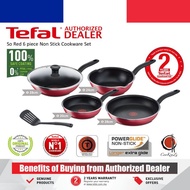 🔥 ORIGINAL 🔥 Tefal FULL SET Red 6 piece Non Stick Cookware Lid Spatula Frypan Kuali Periuk Belanga H