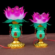 Fengyunfei Buddhist Tools Utensils Hall Supplies Lotus Pattern Style Lamps Jade Bottle Lotus Lamp Bu