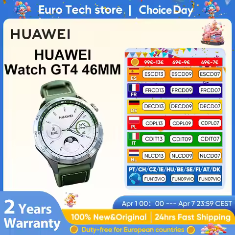 Huawei Watch GT 4 Smartwatch 46mm iOS & Android, Calorie Management, Professional Health Tracking, S
