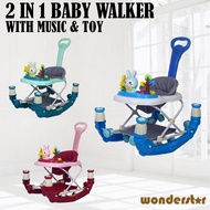 2 IN 1 BABY WALKER  6-12 MONTH  ANTI O LEG ADJUSTABLE FOLDABLE ROCKER MUSIC LIGHT TOY LEARNING FUN