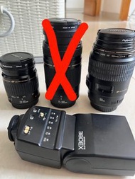 Canon 單反鏡三個+閃光燈