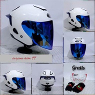 Helm kyt Kyoto Putih  hitam doff Original asli Paket Ganteng