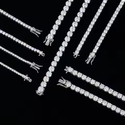 Certified Moissanite Tennis Necklace 3/4/5/6mm Solid 925 Sterling Silver Diamond Tennis Necklaces fo