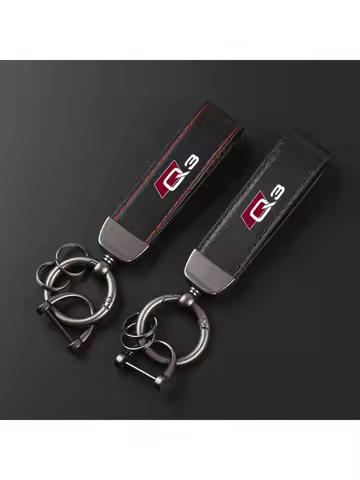 Deluxe Leather Keychain with Car Badge Keychain Pendant For AUDI Q3