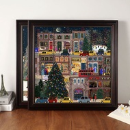 500Christmas Winter Lights Puzzle50.8*50.8cm galison European-style vintage brown picture frame