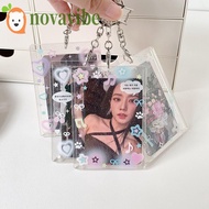 NOVAVIBE Acrylic Photocard Holder, 2.7x4.1 Inch with Keychain Photo Card Case, Creative Cute Transpa