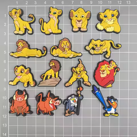 Hot Sales 1-15Pcs Simba Pumbaa Cartoon Kids Shoes Charms Disney Lion King Miniso Clog Buckle Accesso