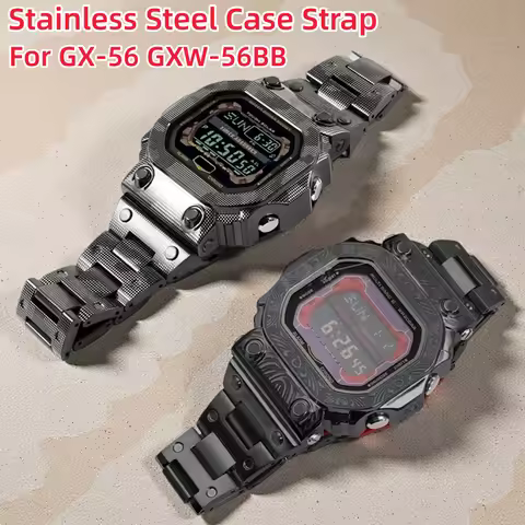 For Casio G-Shock GX-56 GXW-56BB Mod Kit Stainless Steel case watch Strap GX56 Solid Metal watch Bez