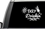 Day Drinkin Sunshine Glass Sarcastic Humor Funny Quote Window Laptop Vinyl Decal Decor Mirror Wall Bathroom Bumper Stickers for Car 5.5” Inch