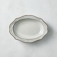 日本澤藍美濃燒｜古典花邊橢圓深盤 - 乳白 (20.5 cm)
