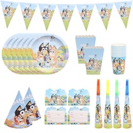 [SG SELLER] Bluey Dog Birthday Party Kit Tablecover Backdrop Banner, Decoration & Favours