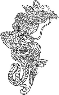 Best Friend Tattoos,Soaring Chinese Dragon - K37,Dragon Tattoos,Lasts 1-2 Weeks,Water-Resistant,Real