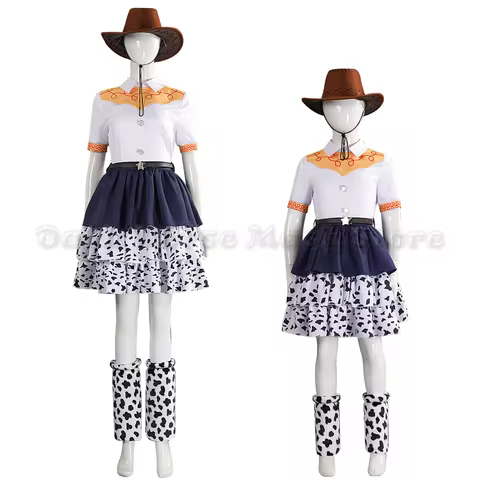 Woody Jessie Cosplay Costume for youngsters Adults Jessie Polka Dot Dress Cowboy Uniform Halloween C
