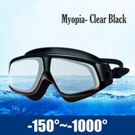 228-1.5 To -10.0 Myopia Swim Eyewear Silicone Large Frame Anti Fog Swimming Goggles Custom Different