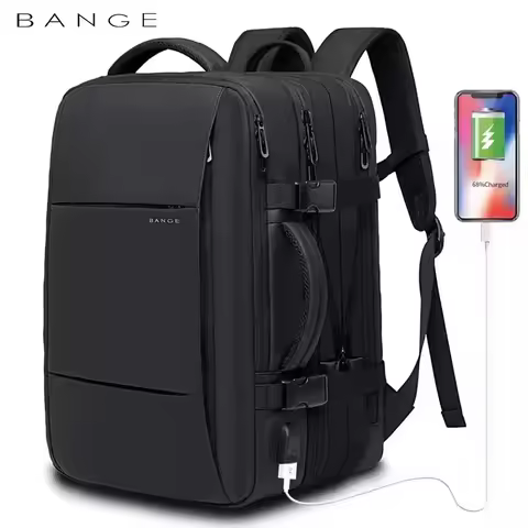 BANGE Travel Backpack Men Business Backpack School Expandable USB Bag Large Capacity 17.3 Laptop Wat