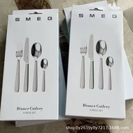 SMEG Dining Knife Smeg Western Tableware Four-Piece Set Knife Spoon Fork Set Stainless Steel Knife, 