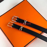 [Belts Store] Women's Top Grade Quality Mini Clou 20mm/0.79" Belt Black Leather Belt