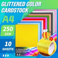 10pcs Premium Thick Assorted Glitter Cardstock Paper Glitter Sticker Board Card 250gsm Scrapbooking 
