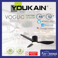 YOUKAIN by Acorn Volume YJ-820H Smart WiFi DC Motor Ceiling Fan 46/52 Inch Remote n LED Dimmable