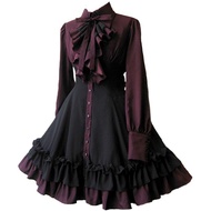 Wish Medieval Gothic Gothic Bow Dress Renaissance Steampunk Female Skirt