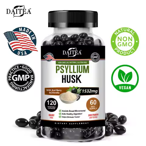 Psyllium Husk Capsules, Non-GMO, Gluten-free, Natural Soluble Fiber, Beneficial To Intestinal Digest