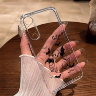 1pc Unique Halloween Ghost & Bat Print Transparent TPU Phone Case Compatible With Apple 16 Pro Max, 