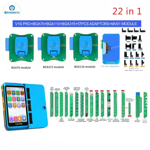 JCID V1S PRO 22 in 1 Programmer Kit BGA315 BGA110 BGA70 for iPhone X-15 PM Rear Camera Earpiece Face