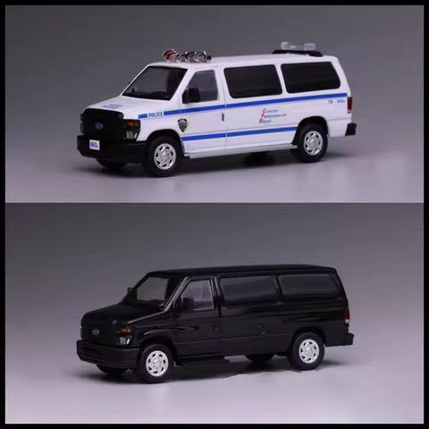 596 Model 1/64 Scale Ford e350 Police Painted Diecast Alloy Model Car for Collection& Display