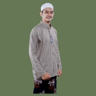 baju koko ammu original pria dewasa terbaru bahan adem - cokelat susu xxl