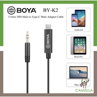 BOYA BY-K2 3.5mm TRS Male to Type-C Male Adapter Cable (20cm) for Android and Other Type-C Devices